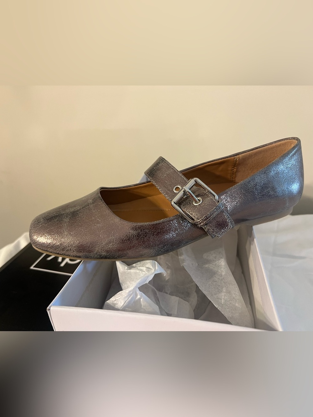 DV by Dolce Vita Metallic Pewter Mary Jane Flat with Buckle